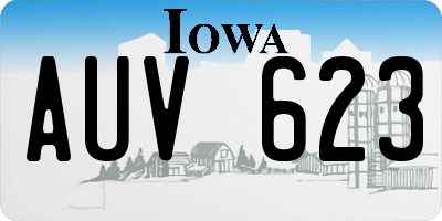 IA license plate AUV623