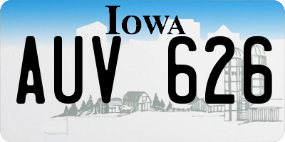 IA license plate AUV626
