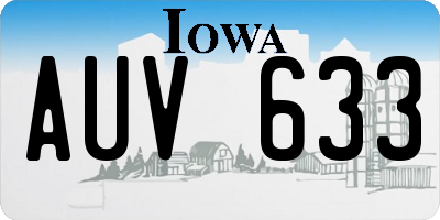 IA license plate AUV633