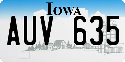 IA license plate AUV635