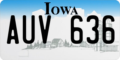 IA license plate AUV636
