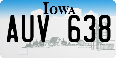IA license plate AUV638