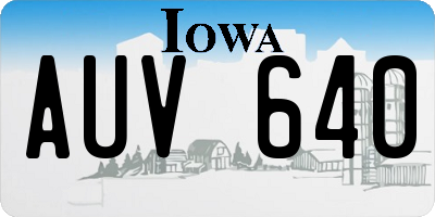 IA license plate AUV640