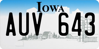 IA license plate AUV643