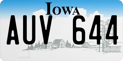 IA license plate AUV644