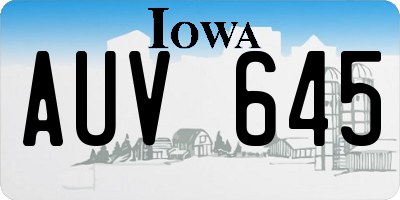 IA license plate AUV645