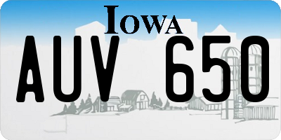 IA license plate AUV650