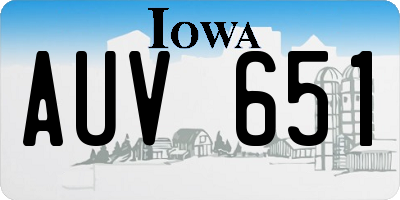 IA license plate AUV651