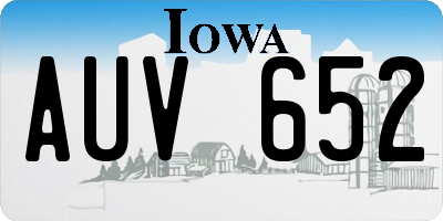 IA license plate AUV652