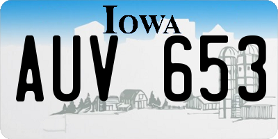 IA license plate AUV653