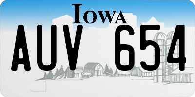 IA license plate AUV654