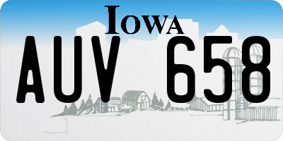 IA license plate AUV658