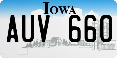 IA license plate AUV660