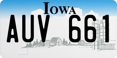 IA license plate AUV661