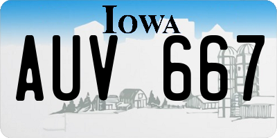 IA license plate AUV667
