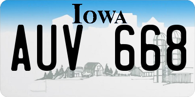 IA license plate AUV668