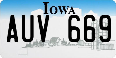 IA license plate AUV669