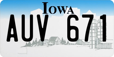 IA license plate AUV671