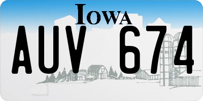 IA license plate AUV674
