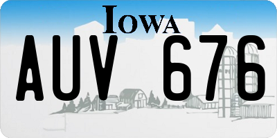 IA license plate AUV676