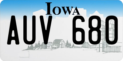 IA license plate AUV680