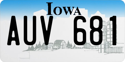 IA license plate AUV681
