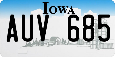 IA license plate AUV685