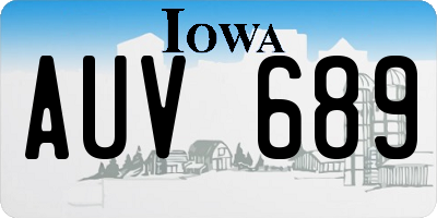 IA license plate AUV689