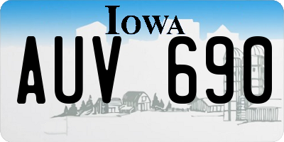 IA license plate AUV690