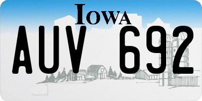 IA license plate AUV692