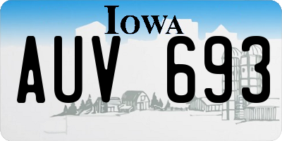 IA license plate AUV693