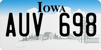 IA license plate AUV698