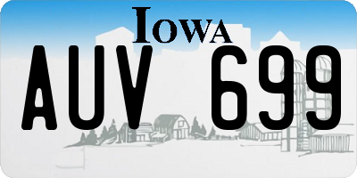 IA license plate AUV699