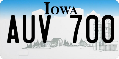 IA license plate AUV700