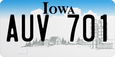 IA license plate AUV701