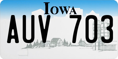 IA license plate AUV703