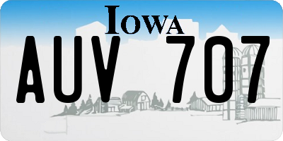 IA license plate AUV707