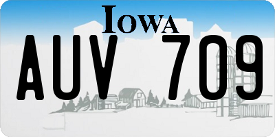 IA license plate AUV709