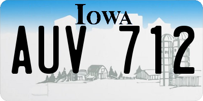 IA license plate AUV712