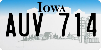 IA license plate AUV714