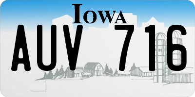 IA license plate AUV716