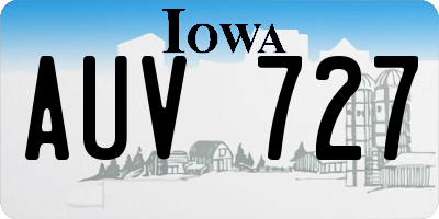 IA license plate AUV727