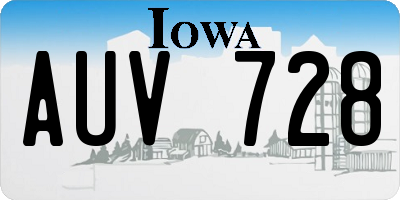 IA license plate AUV728