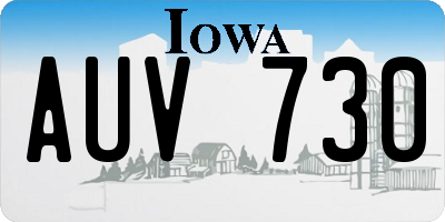 IA license plate AUV730