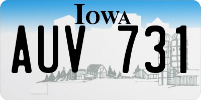 IA license plate AUV731