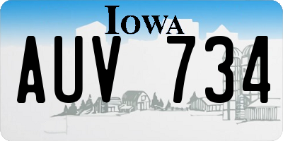 IA license plate AUV734