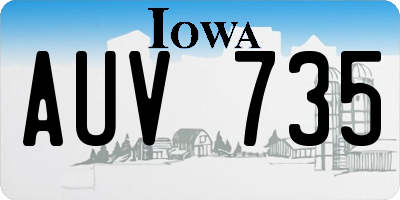 IA license plate AUV735