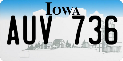 IA license plate AUV736