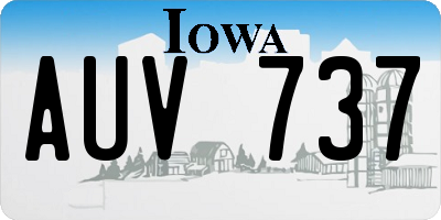 IA license plate AUV737