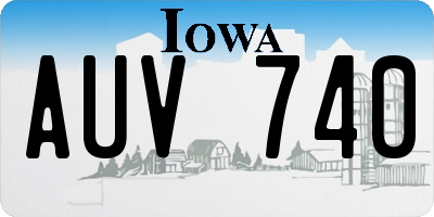 IA license plate AUV740